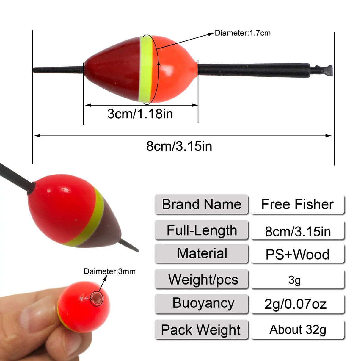 FREE FISHER 10pcs Lighted Fishing Floats Set Collection