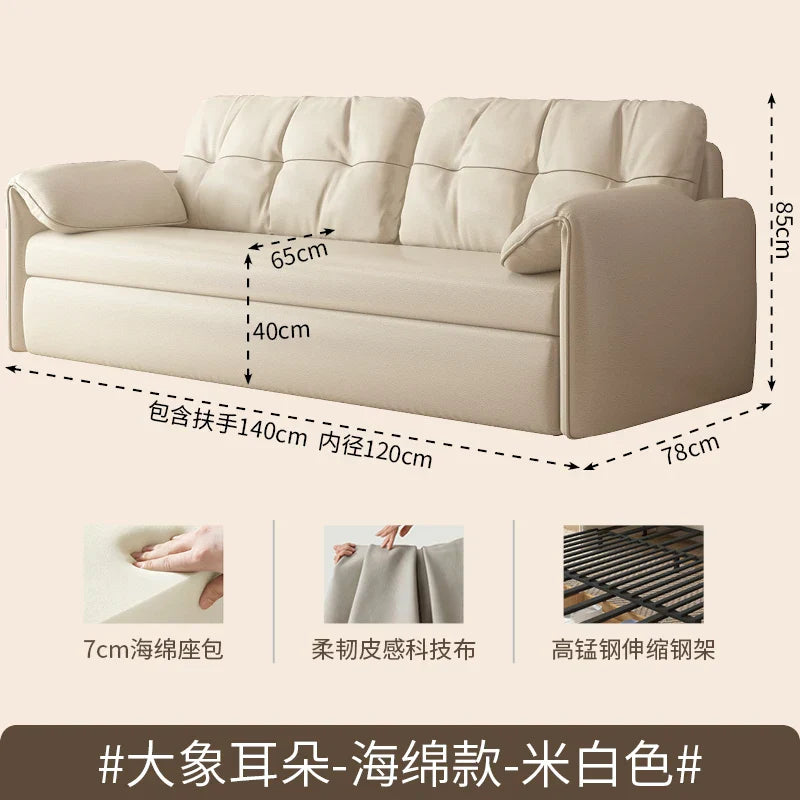 Metal Double Living Room Sofas Foldable Cream Theater