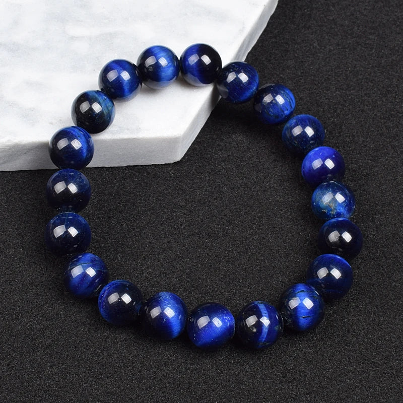 Real Natural Blue Tiger Eye Bracelet Azure Color