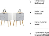 Nightstands Set of 2-Natural Beside Table with Storage