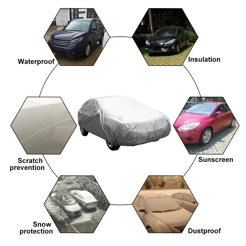 Waterproof Full Car Covers Sun Dust Rain Protection Universal SUV/Sedan Full Car Covers Rain Snow Auto Protective Cover