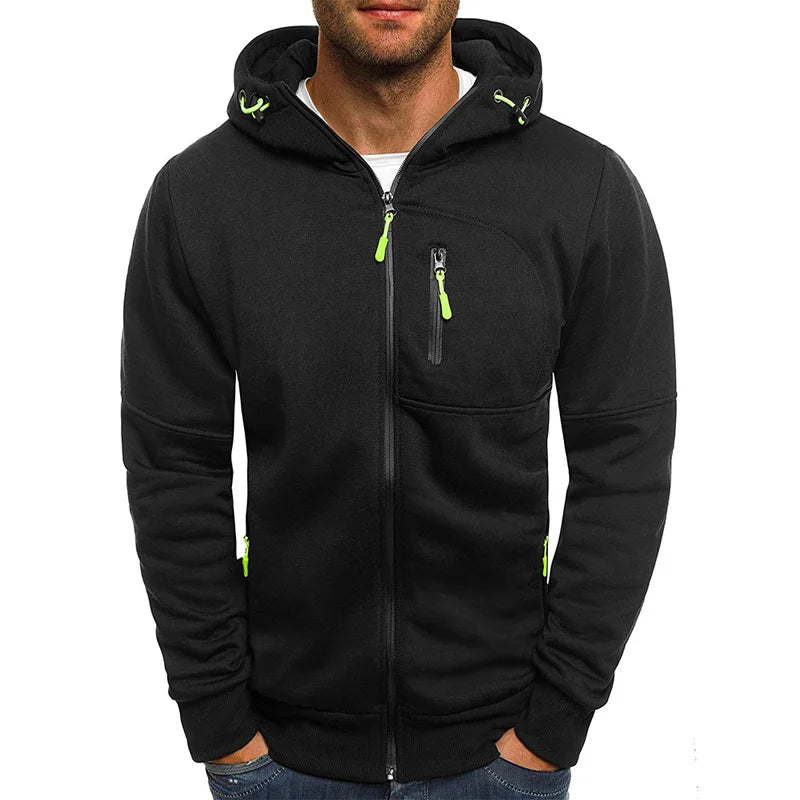 Men's Hoodies Sweatshirts Spring Autumn Casual Solid Zip