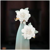 1pair Chinese Hanfu Hair Accessories Red Flower Hairpins