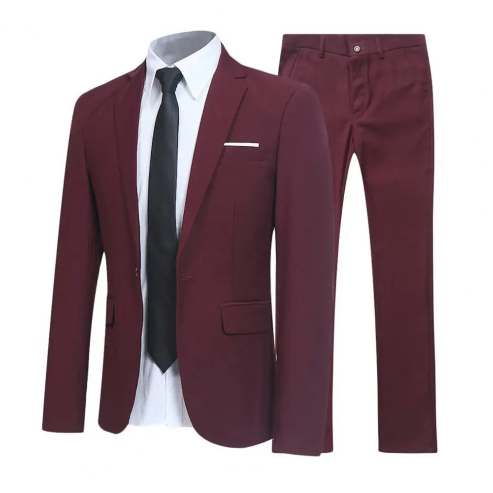 1 Set Trendy Men Blazer Pants British Style