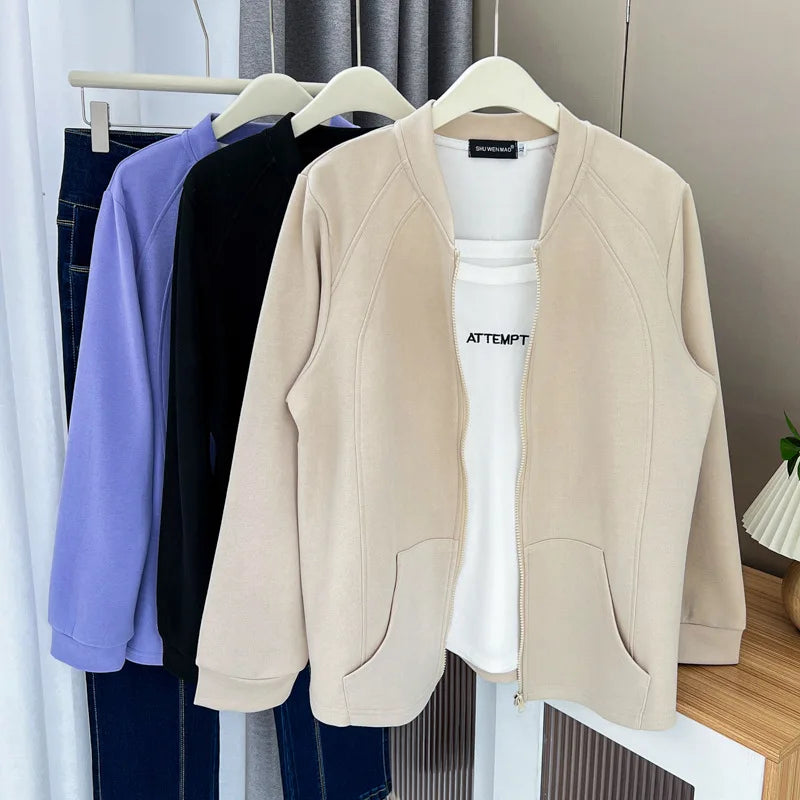 Womens Plus Size Zipper Jacket Autumn Casual Clothing