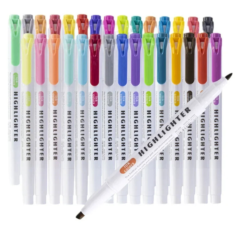 5/15/25 Colors Double Headed Highlighter Pen Set Fluorescent