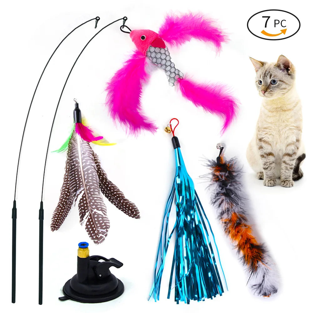 Interactive Cat Toy Handfree Cat Stick Playing Kitten