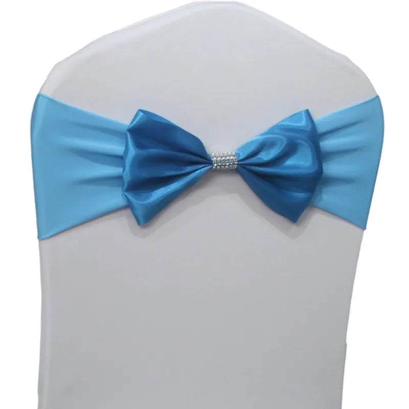 10pcs/50pcs Free Tie Wedding Satin Chair Sash Elastic