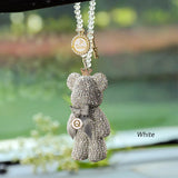 Cartoon Diamond Crystal Bow Bear Car Pendant Mirror