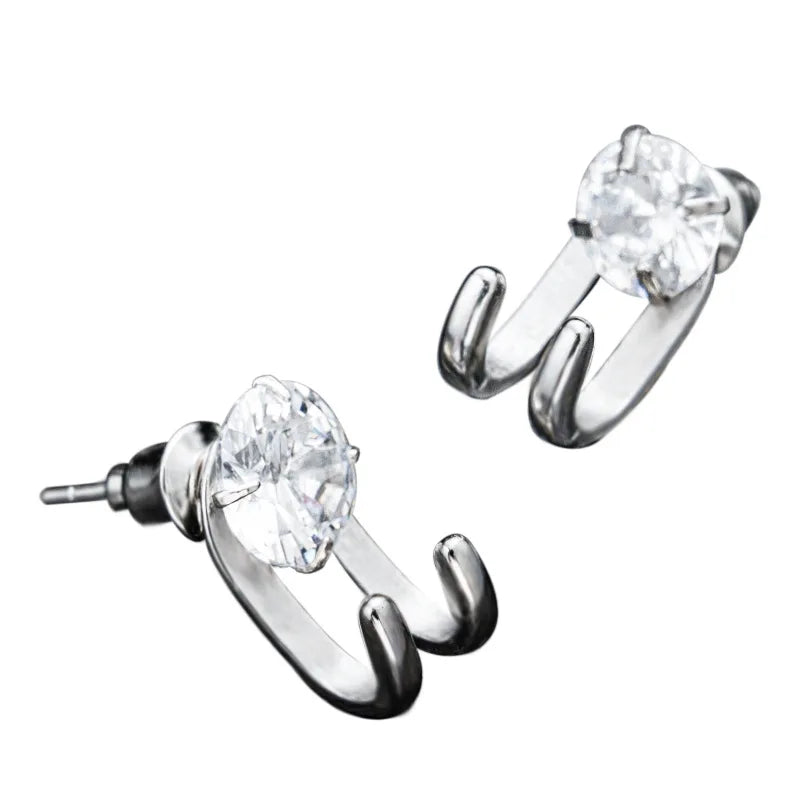 2022 New Simple Zircon Stud Earrings Single Trend