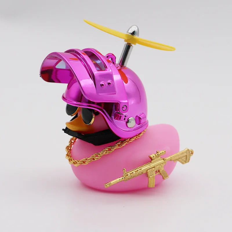 Broken Wind Rubber Duck With Helmet Pendant Duck