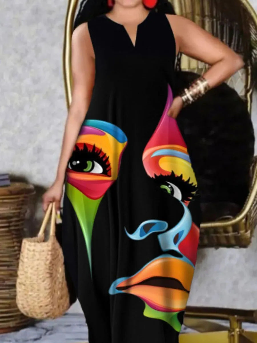 LW Plus Size Dress Figure Print Cami Loose
