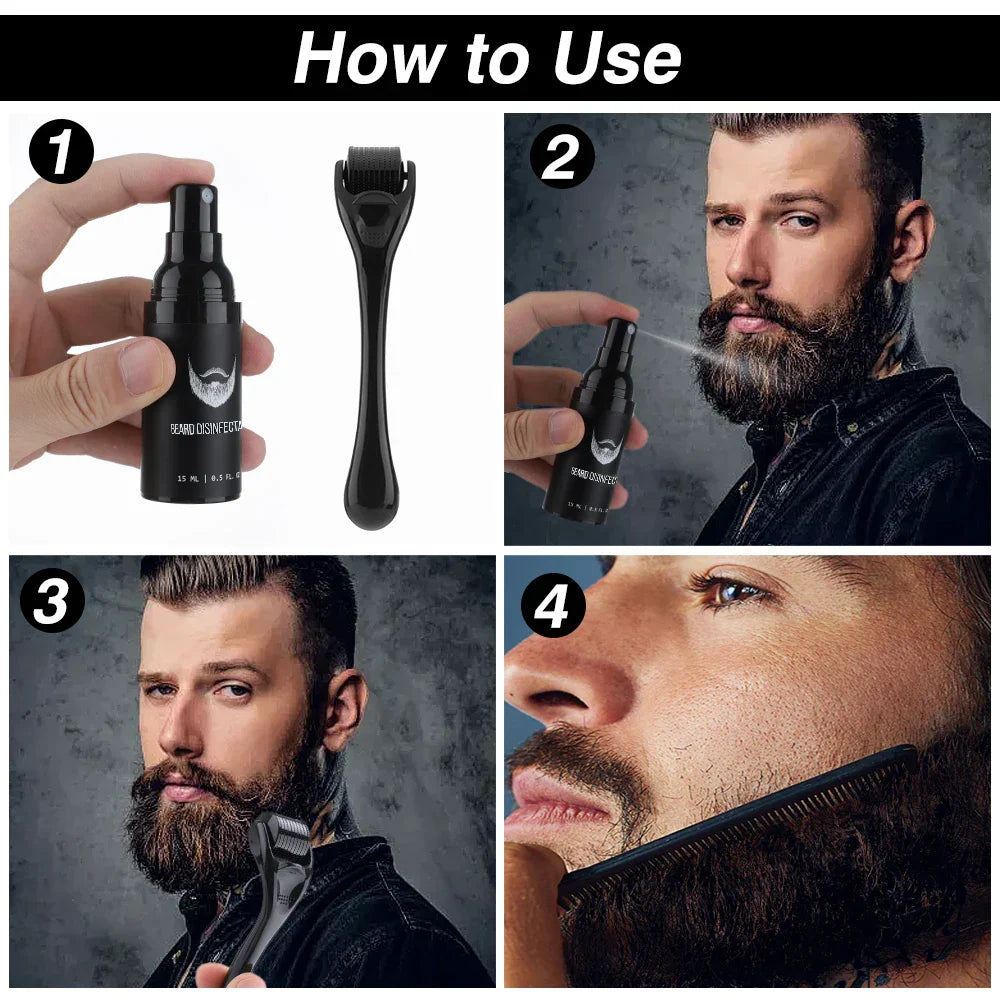 4Pcs/Set Beard Growth Kit Men Hair Enhancer Thicker