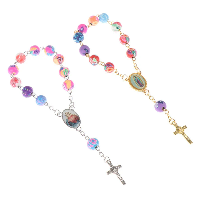 Rosary Bead Bracelet Catholic Pendant Virgin Mary Christian