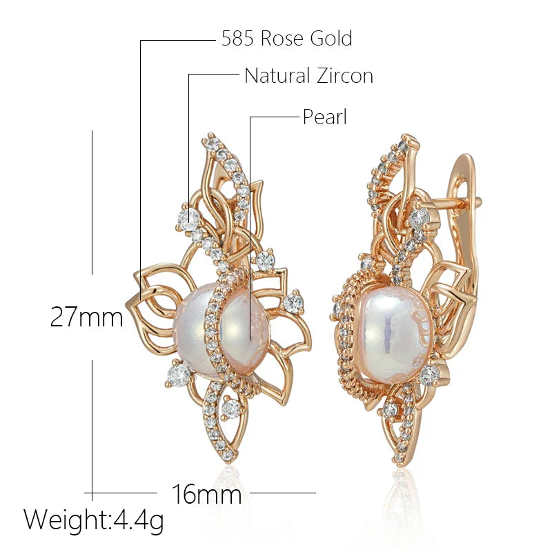 Kinel Luxury 585 Rose Gold Drop Earrings for