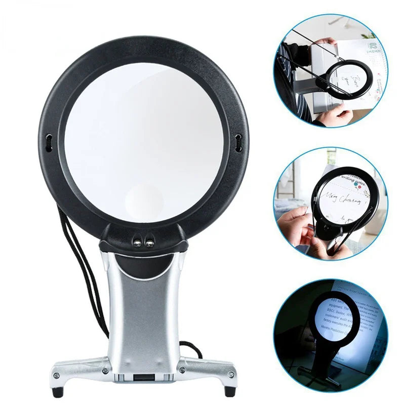 Hands Free LED Loupe Lighted Reading Magnifier Neck