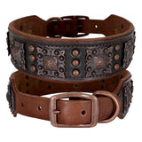 Durable Spiked Genuine Leather Dog Collar For Medium