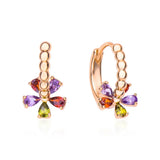 Harong Luxurious Copper Colorful Crystal Flower Hoop Earrings