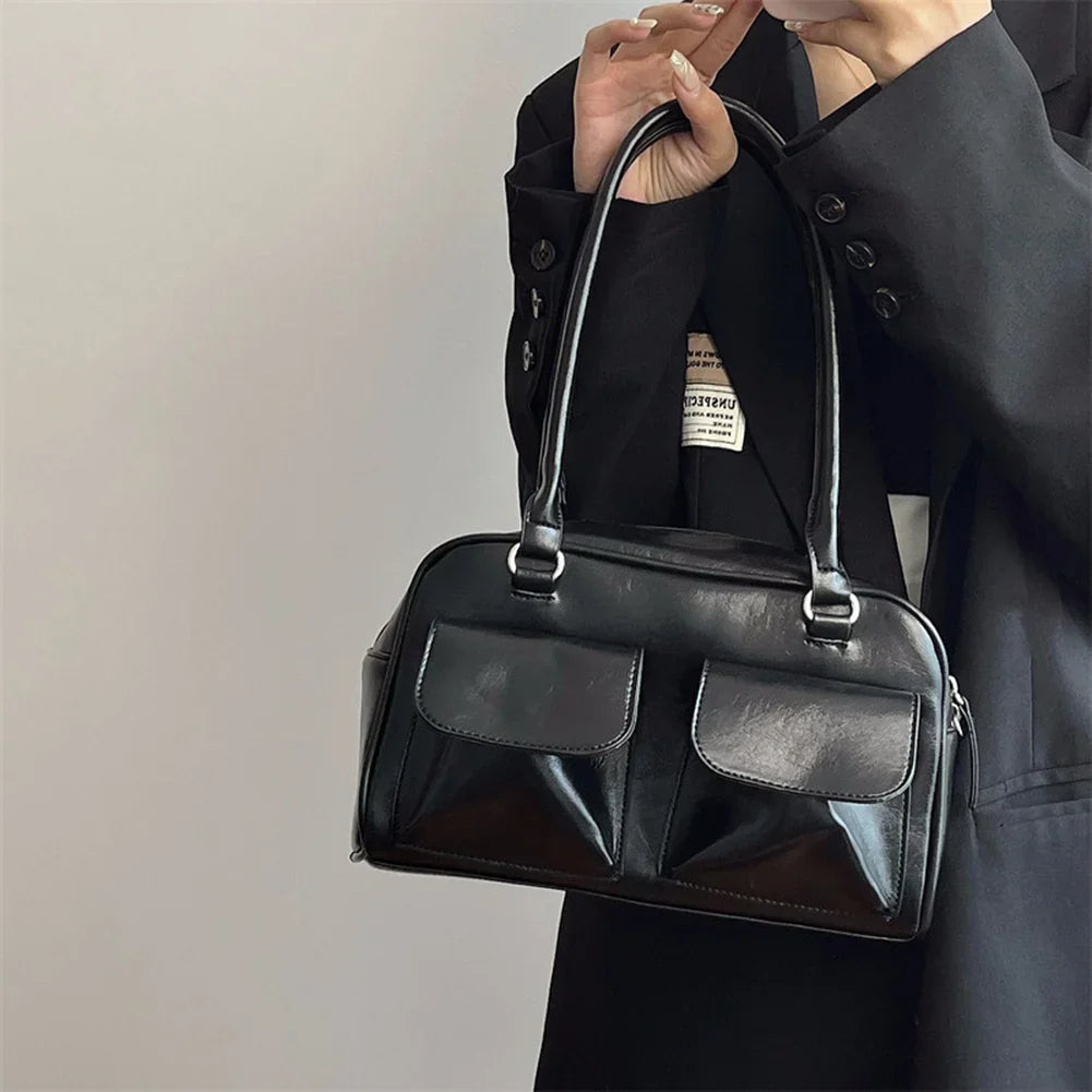 Vintage PU Leather Women Tote Handbag High Quality