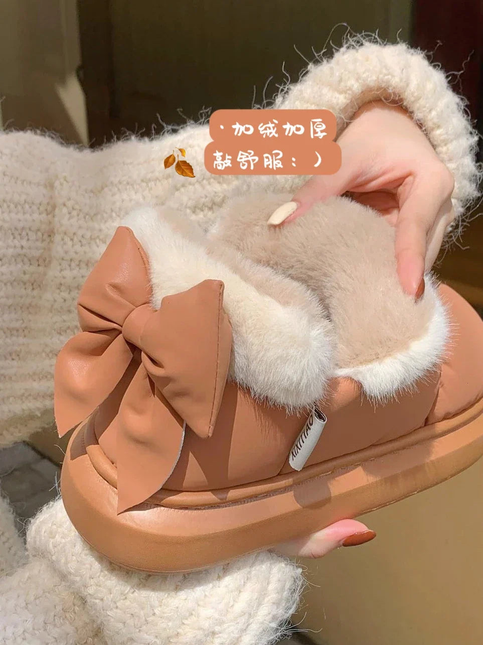 Bow Knot Short Ankle Snow Boots Women Winter