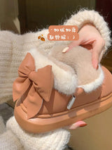 Bow Knot Short Ankle Snow Boots Women Winter