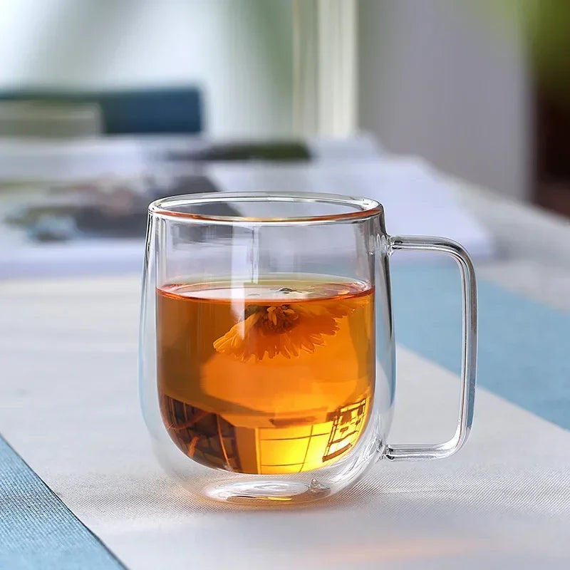 Double Wall Glass Cup Heat Resistant Transparent High
