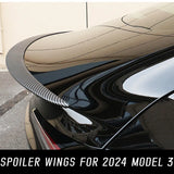 For 2024 New Tesla Model 3 Rear Trunk Lid Boot Ducktail Lip Car Spoiler Wings ABS Black Carbon Exterior Tuning Accessories Part