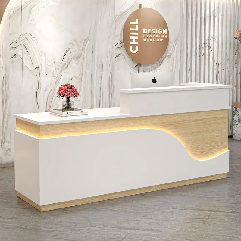 White Light Reception Desks Design Stylish Modern Luxury