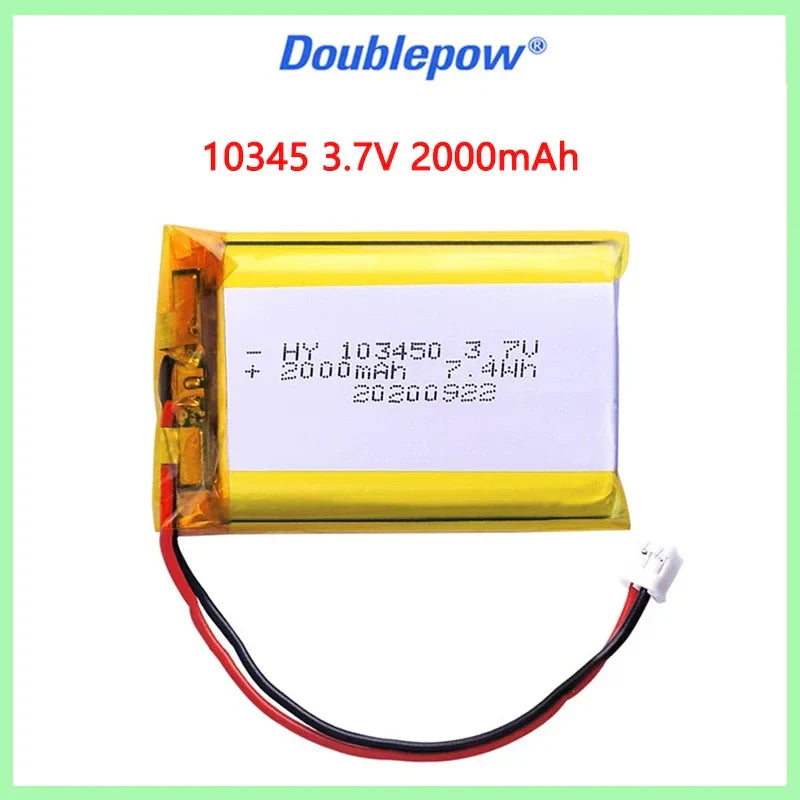 103450 3.7V 2000mAh Polymer Lithium Rechargeable Battery jst