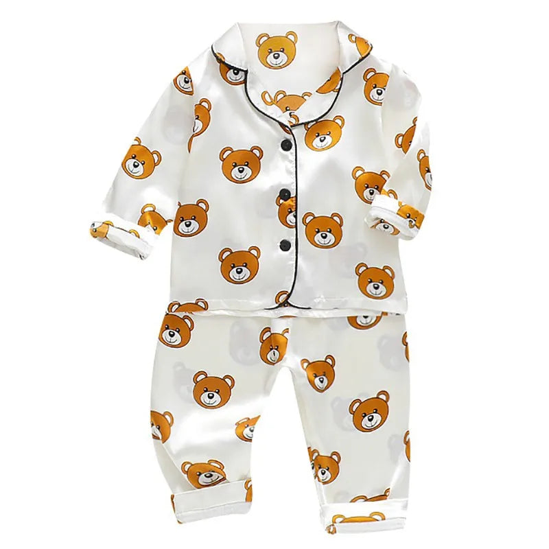 Toddler Silk Satin Pajamas Pyjamas Set Baby Sleepwear
