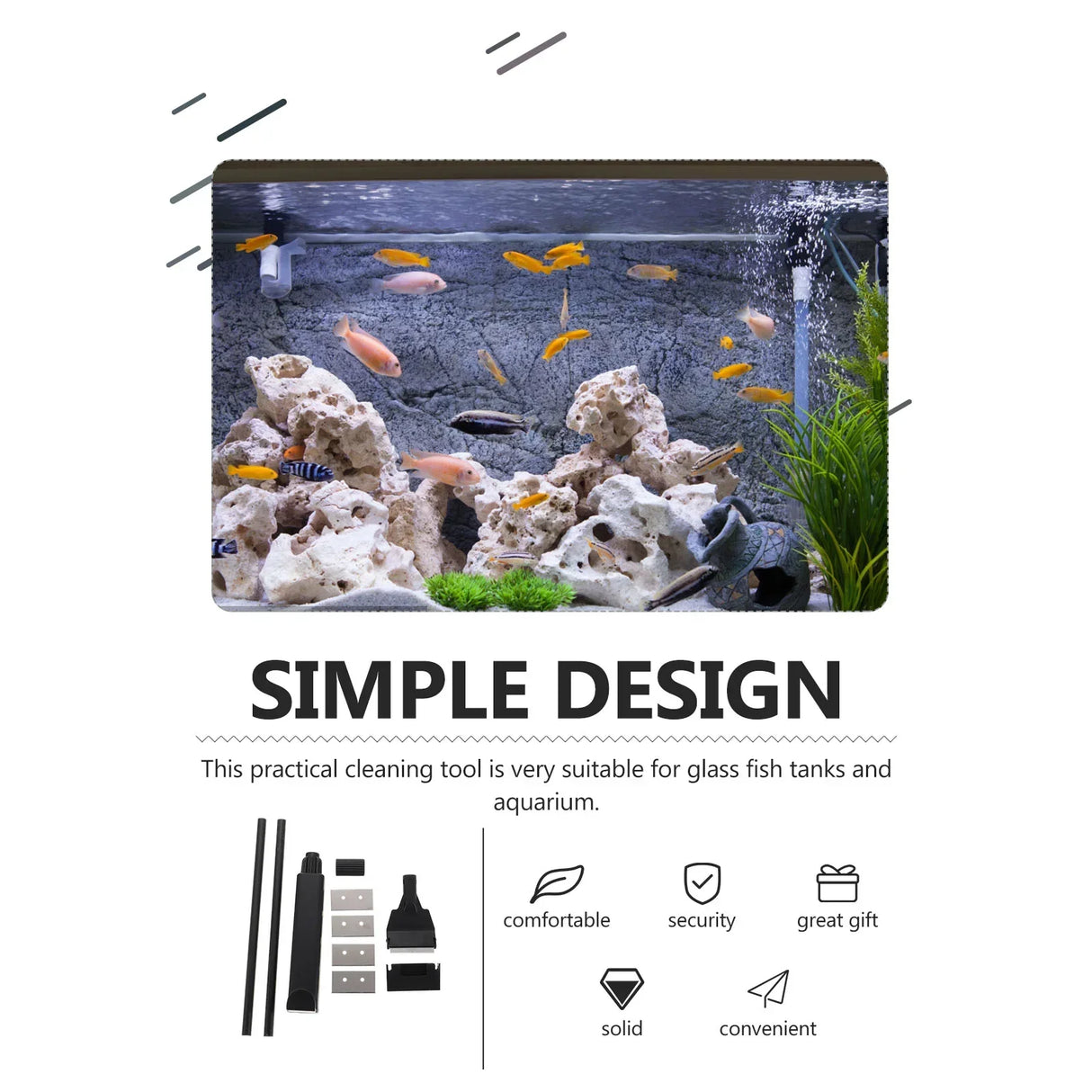 Fish Tank Algae Scraper for Glass Aquariums Long