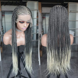 Ombre Burgundy 13x6 Lace Frontal Braids Wig Synthetic