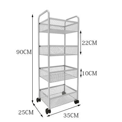 Food Trailer Trolley Rolling Cart Organizer Metal Vegetable