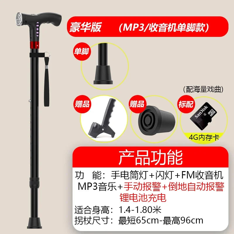 Multifunctional Intelligent Automatic Alarm Crutches Elderly Anti-skid Cane