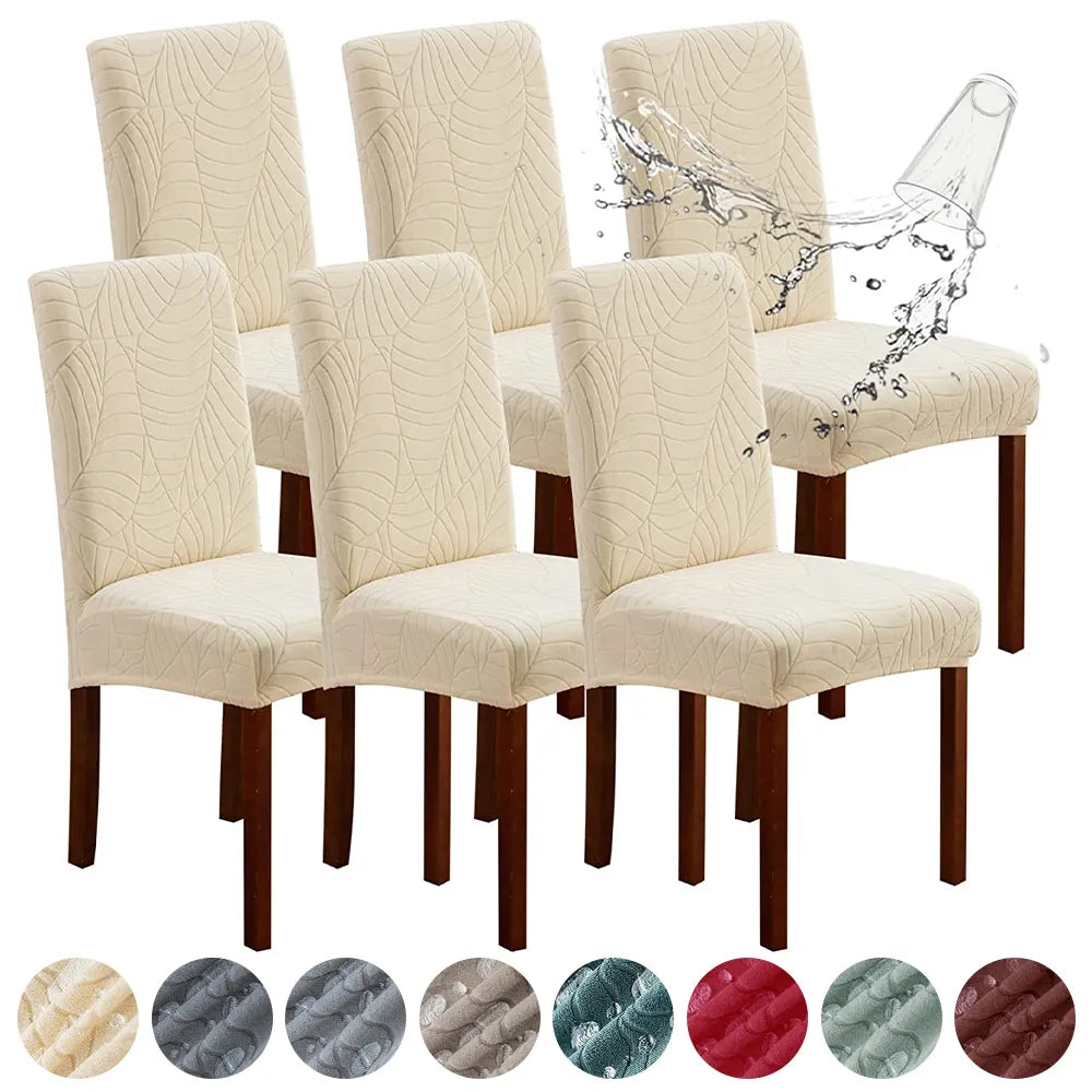 1/2/4/6PCS Waterproof Jacquard Chair Cover Elastic Dining Room