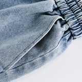 Streetwear Men Denim Shorts Tassel Three-dimensional Pocket Short