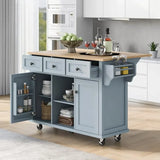 Kitchen Carts on Wheels With Rubber Wood Drop-Leaf