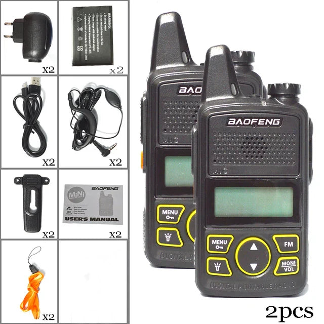 2pcs Baofeng BF T1 Mini Walkie Talkie Ham