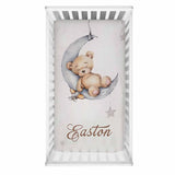 LVYZIHO Sleeping Bear Custom Name Crib Sheet Set,