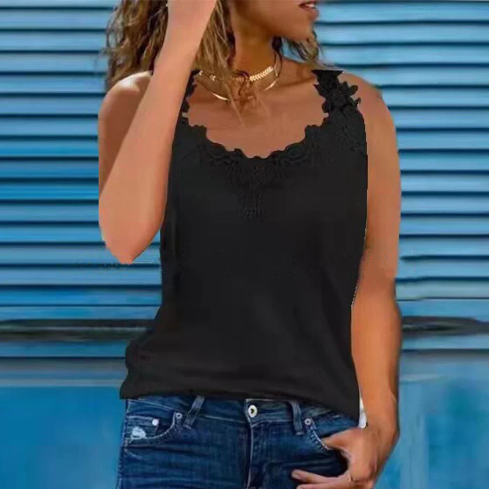 Plus Size Oversized Womens Lace V Neck Tank