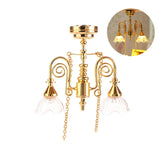 1:12 Dollhouse Miniature LED Lamp Ceiling Lamps Chandelier