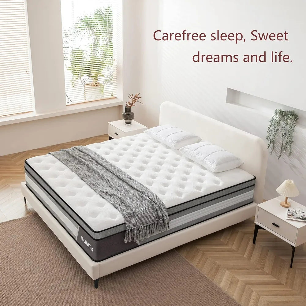 Full Mattress, 10 Inch Hybrid Mattress in A