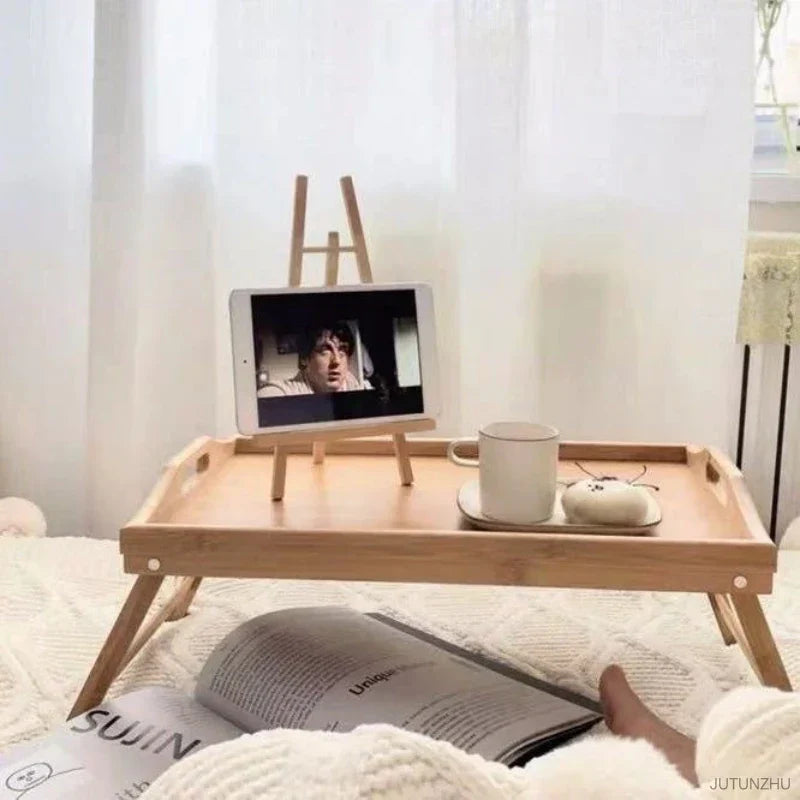 Portable Natural Bamboo Bed Tray Breakfast Laptop Desk