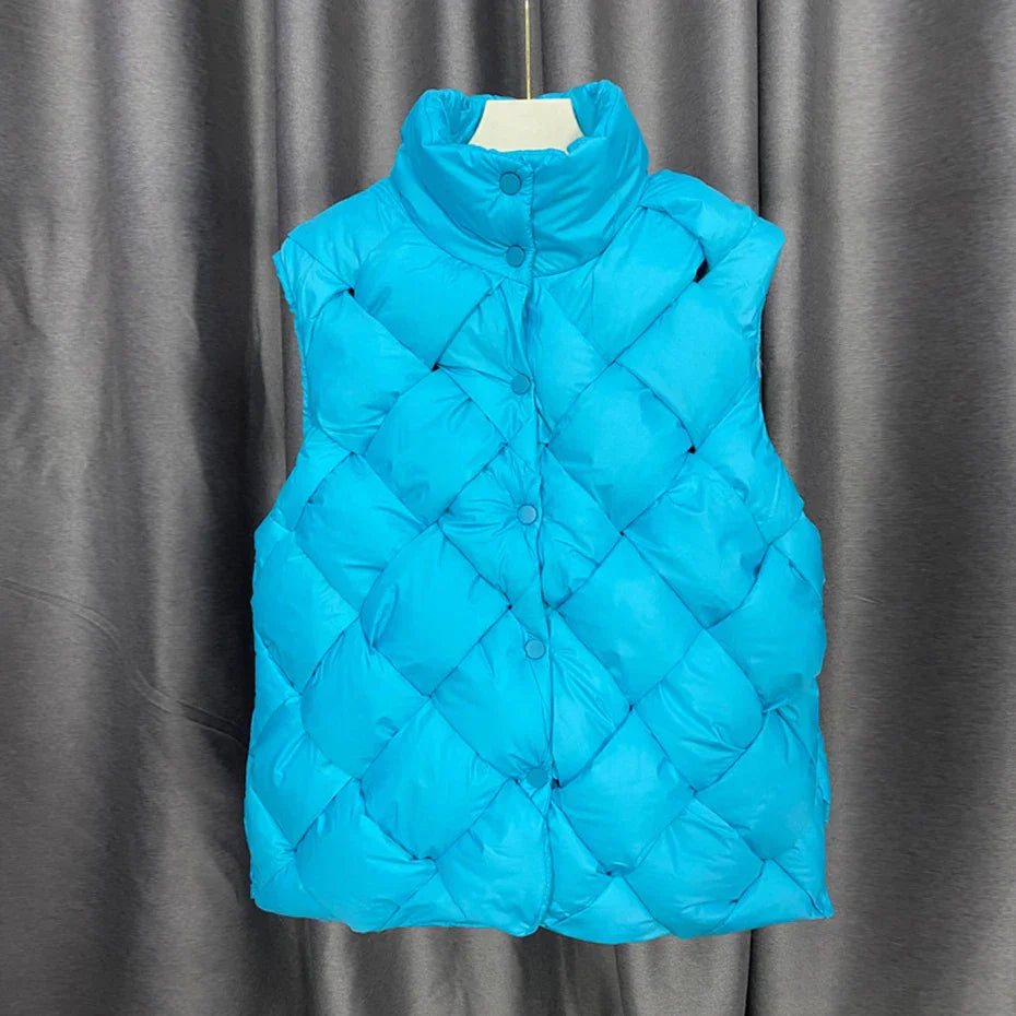 Fashion Weave Vest Men Winter Padded Vests Puffer