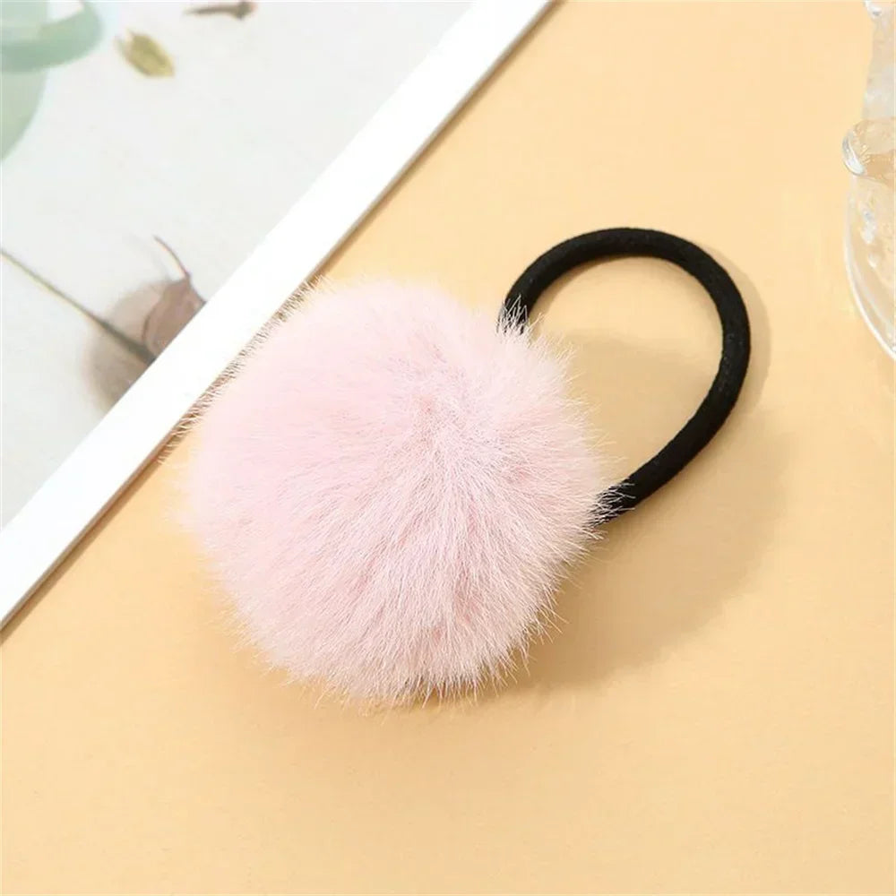 Cute Fur Ball Plush Hair Rope High Elastic