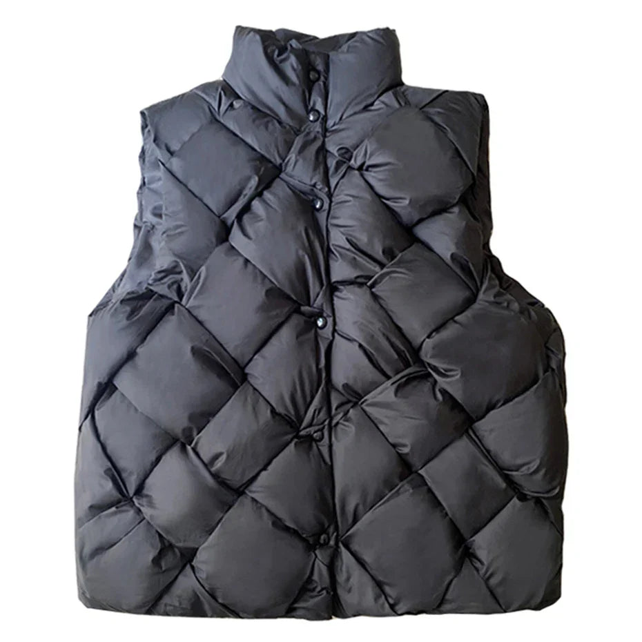 Fashion Weave Vest Men Winter Padded Vests Puffer