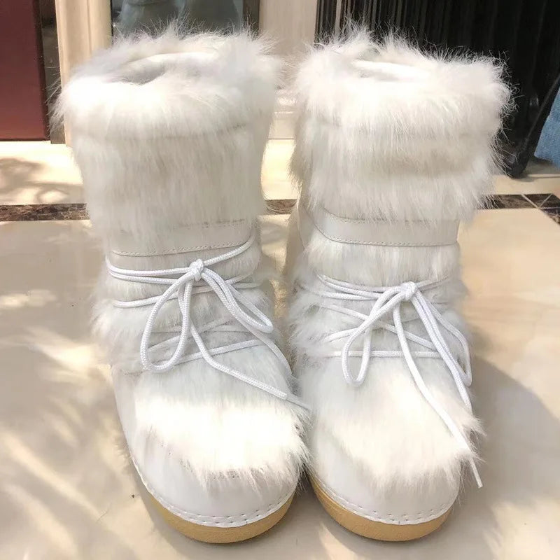 2023 Winter Snow Boots Women Ski Boots Fluffy