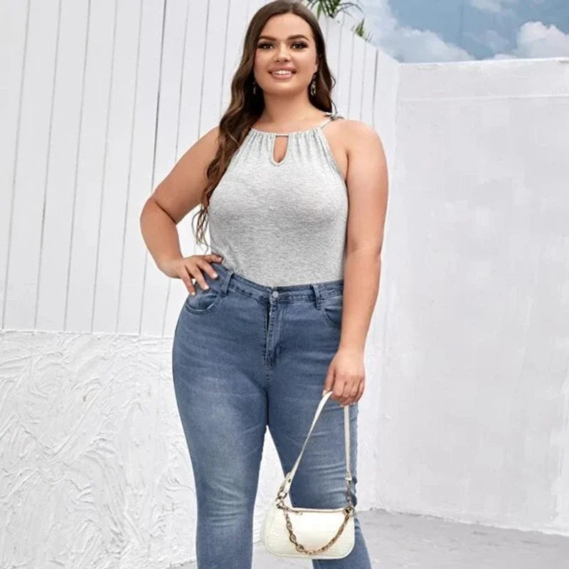 Plus Size Sexy Hater Neck Summer Casual Top