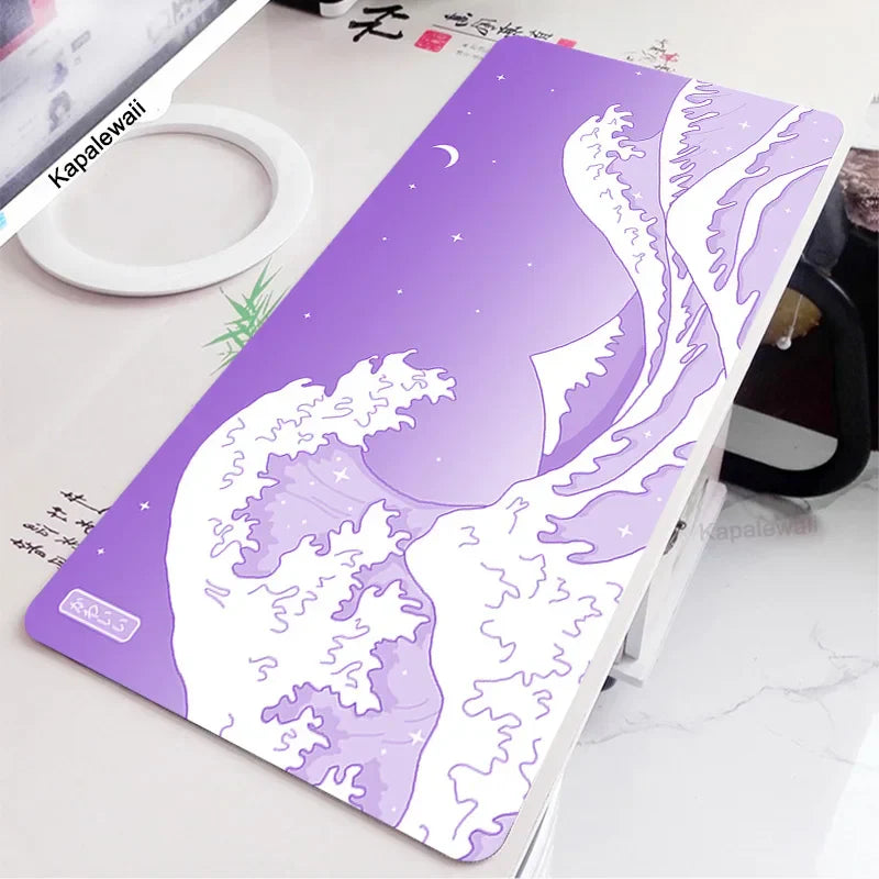 Black and White Wave Art Mouse Pad XXL