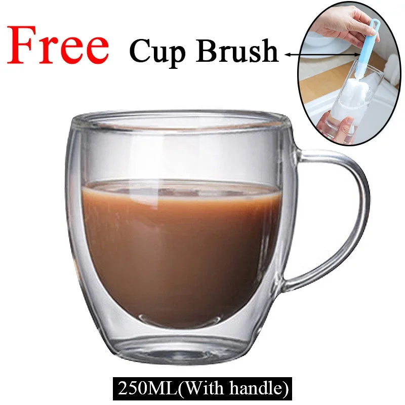 Double Wall High Borosilicate Glass Mug Heat Resistant